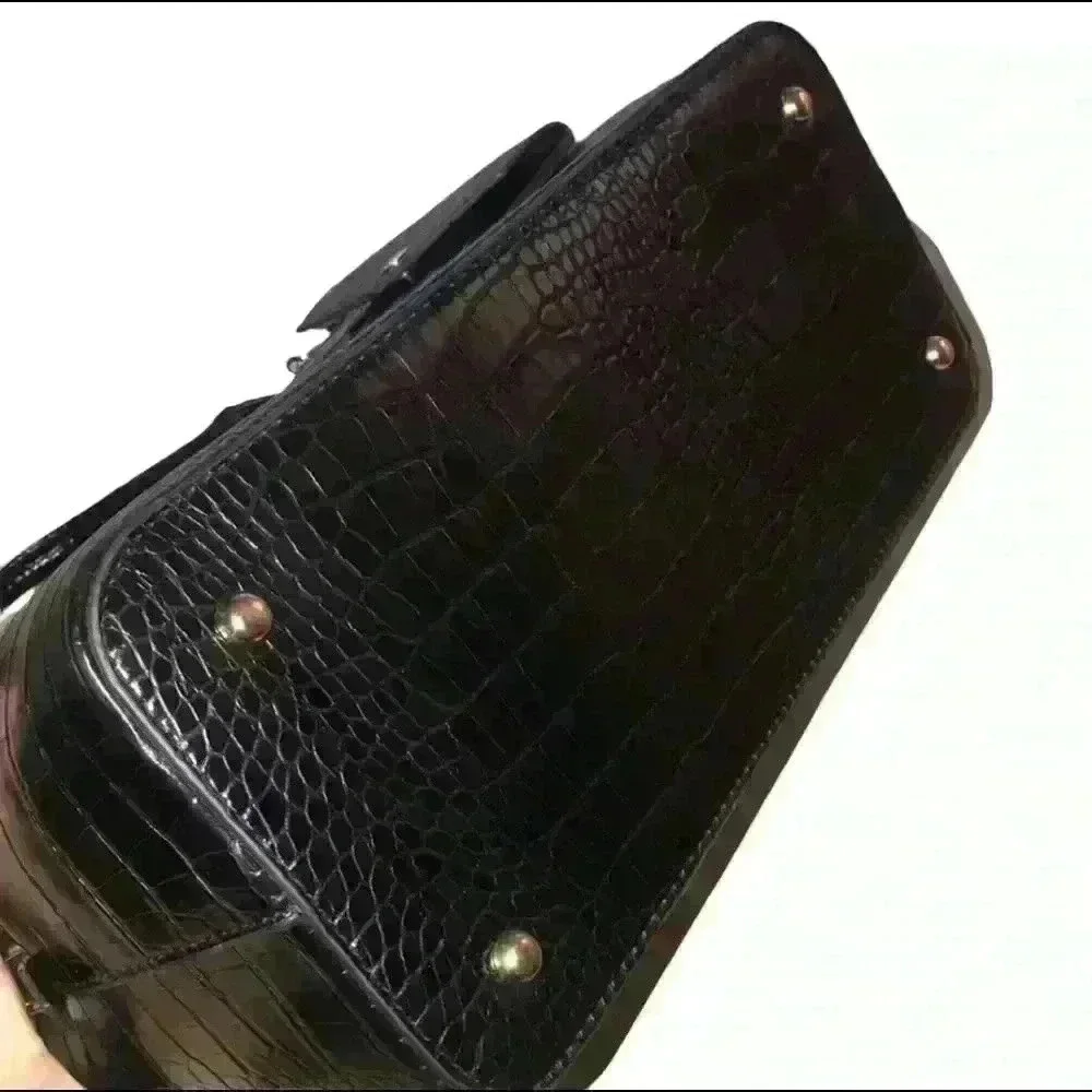 Bebe Black Croco Satchel with Card‎ Case